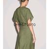MD Summer New Arrival Women's Vacation Normcore Old Money Style Linen Blend V Neck Short Sleeve Long Dress 6616530