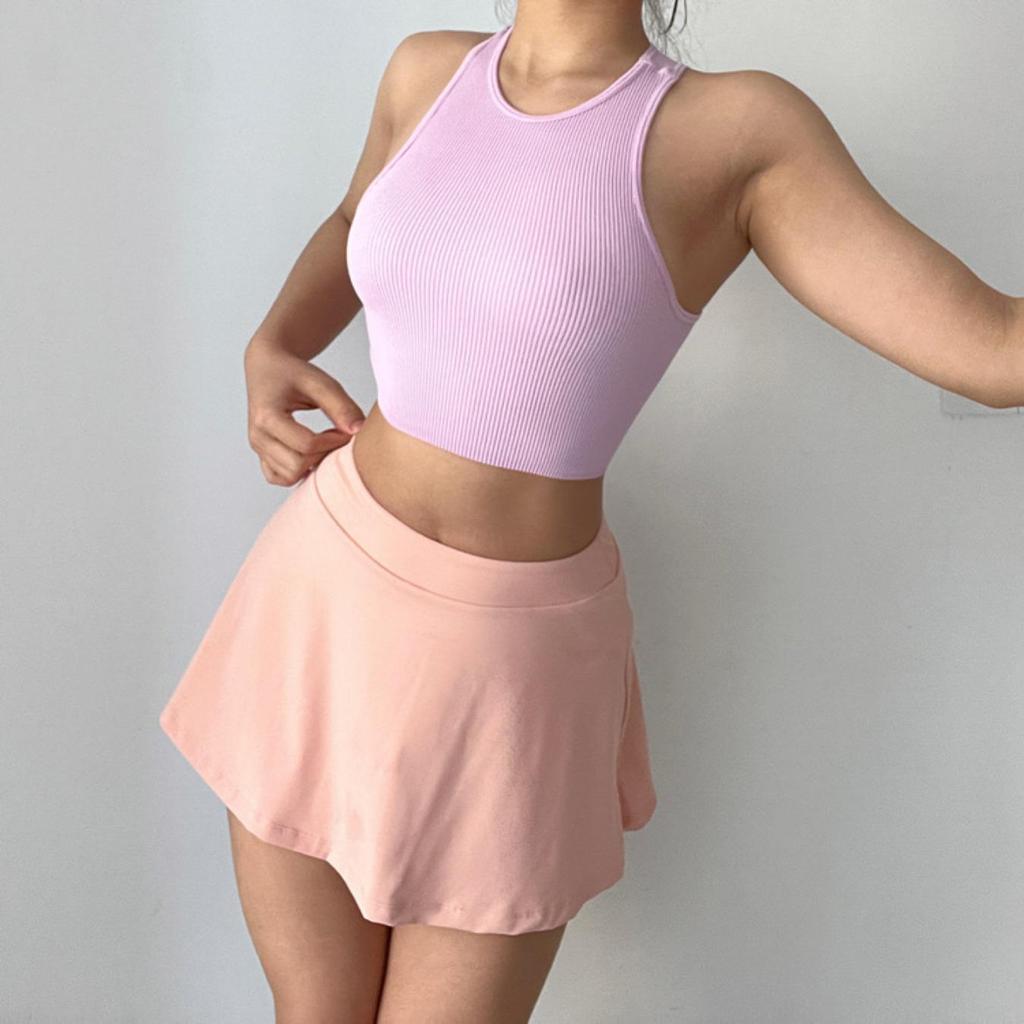 Στρογγυλή λαιμόκοψη με λουράκια Crop Tops Γυναικείες καλοκαιρινές μονόχρωμες καμίσλες γιόγκα μονόχρωμες αθλητικές σωληνώσεις Γυναικεία αμάνικα Cropped Y2K Ρούχα για κορίτσια