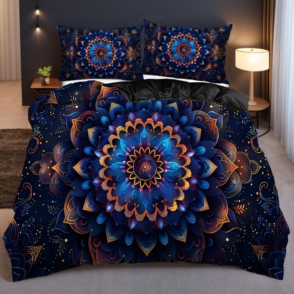 Comforter Mandala Flower Plants 3D Printed Bohemian Style Color Art Bedding Set For Kids Teens Adults