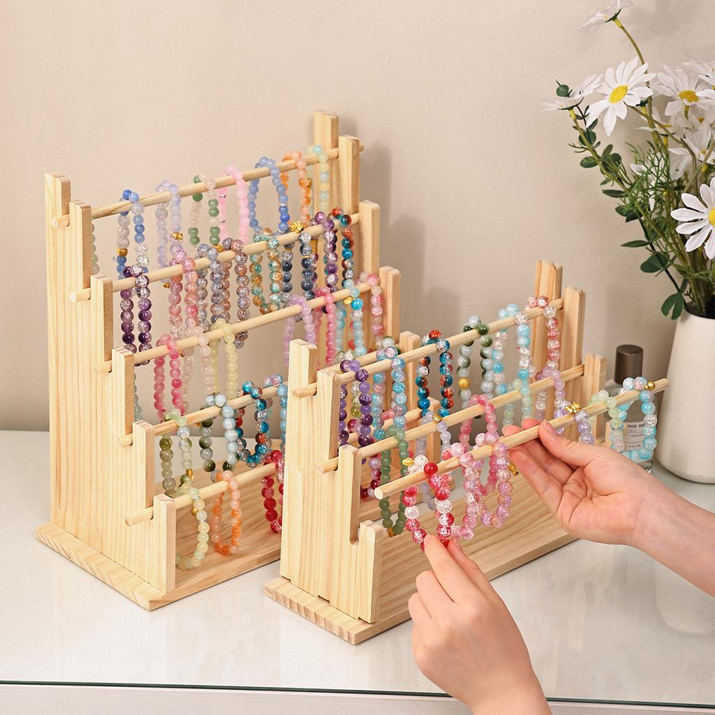 1pc multi-functional wooden bracelet tiered display stand headband hairbandjewelry hanging rack bracelet displayprop festivegift
