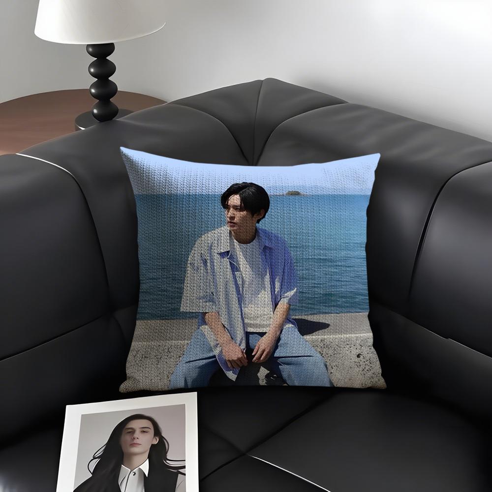 M-Meguro Renn Actor Cushion Cover Natural Linen Organic Fabric Double-Sided Printing Sofa Home Decor Gift Pillow Case