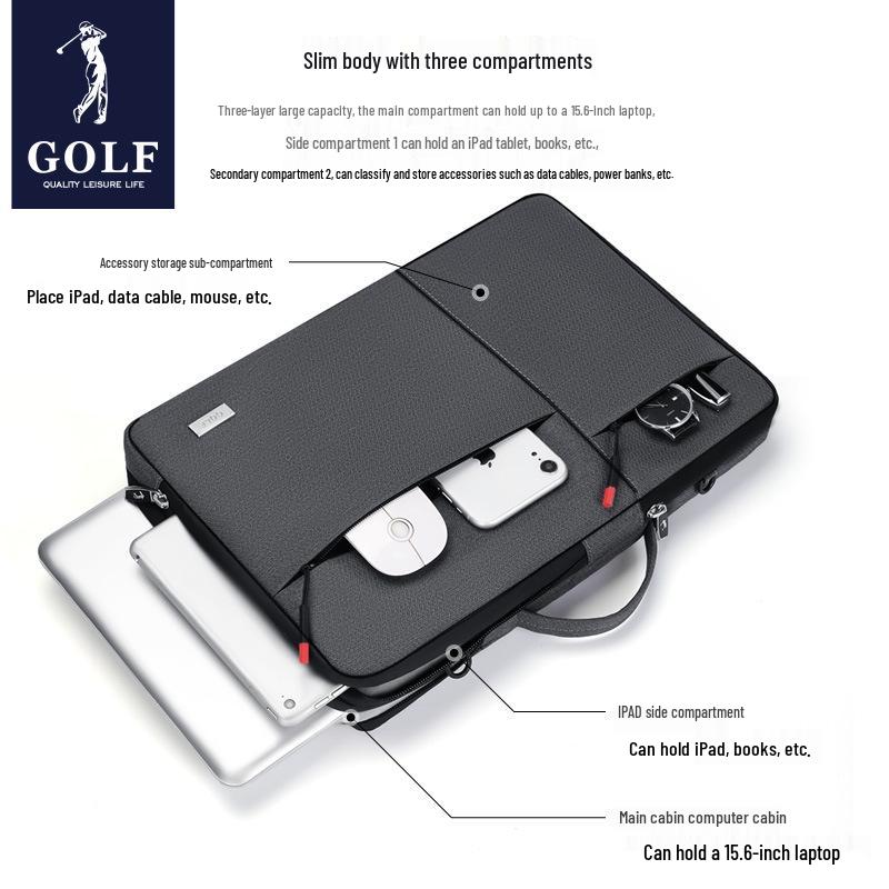 Men's 14-inch Golf Laptop Bag: Lightweight, Shockproof Single Shoulder Backpack & Protective Sleeve