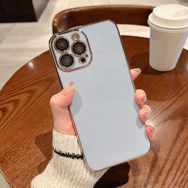 Luxury Electroplated Color Phone Case For Iphone 11 12 13 Pro Max Xs Xr Max 7 8 Plus Soft Lens Protection Silicone Back Cover