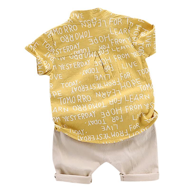 Summer Baby Boys Casual Kortermet Letter Print T-skjorte Topper+Shorts kostymesett