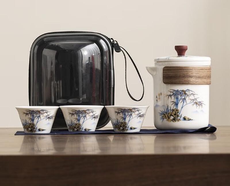 

Mutton-Fat Jade Porcelain Portable Tea Set