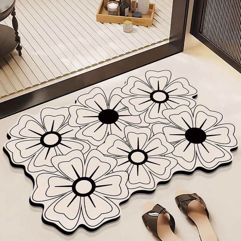 Toilet absorbent floor mat, simple and advanced sense, diatom mud quick-drying foot mat, toilet bathroom door non-slip carpet