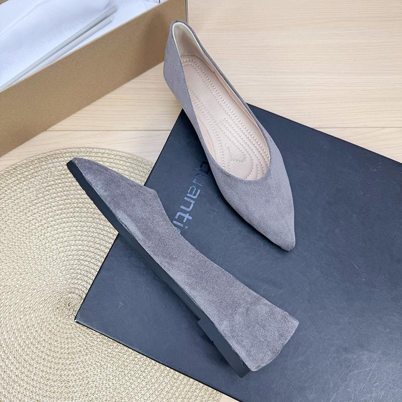 Fashion Flat Shoes for Women 2025 Spring and Autumn New Style Suede Pointed Shallow Mouth Soft Sole Large Size Women's Shoes