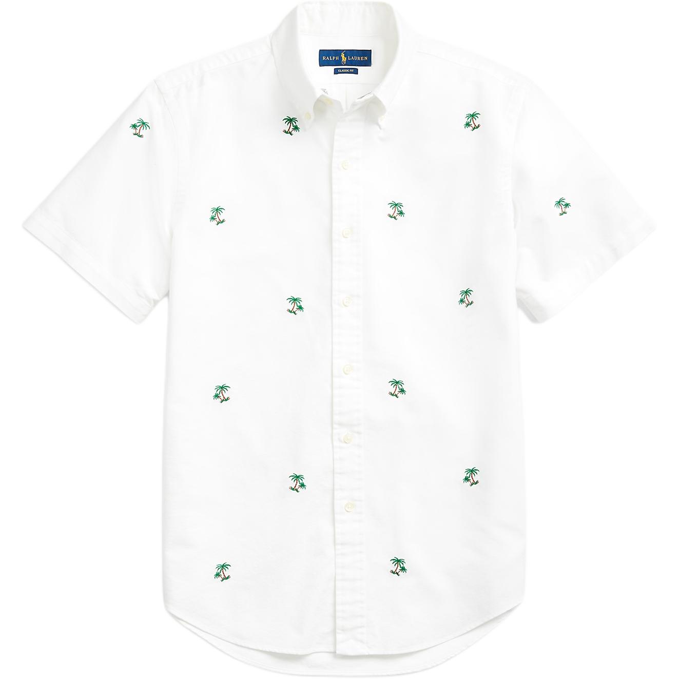 

Рубашка оксфорд с коротким рукавом и вышивкой пальм Polo Ralph Lauren для мужчин, белая MNPOWOV1N820054-999 XS