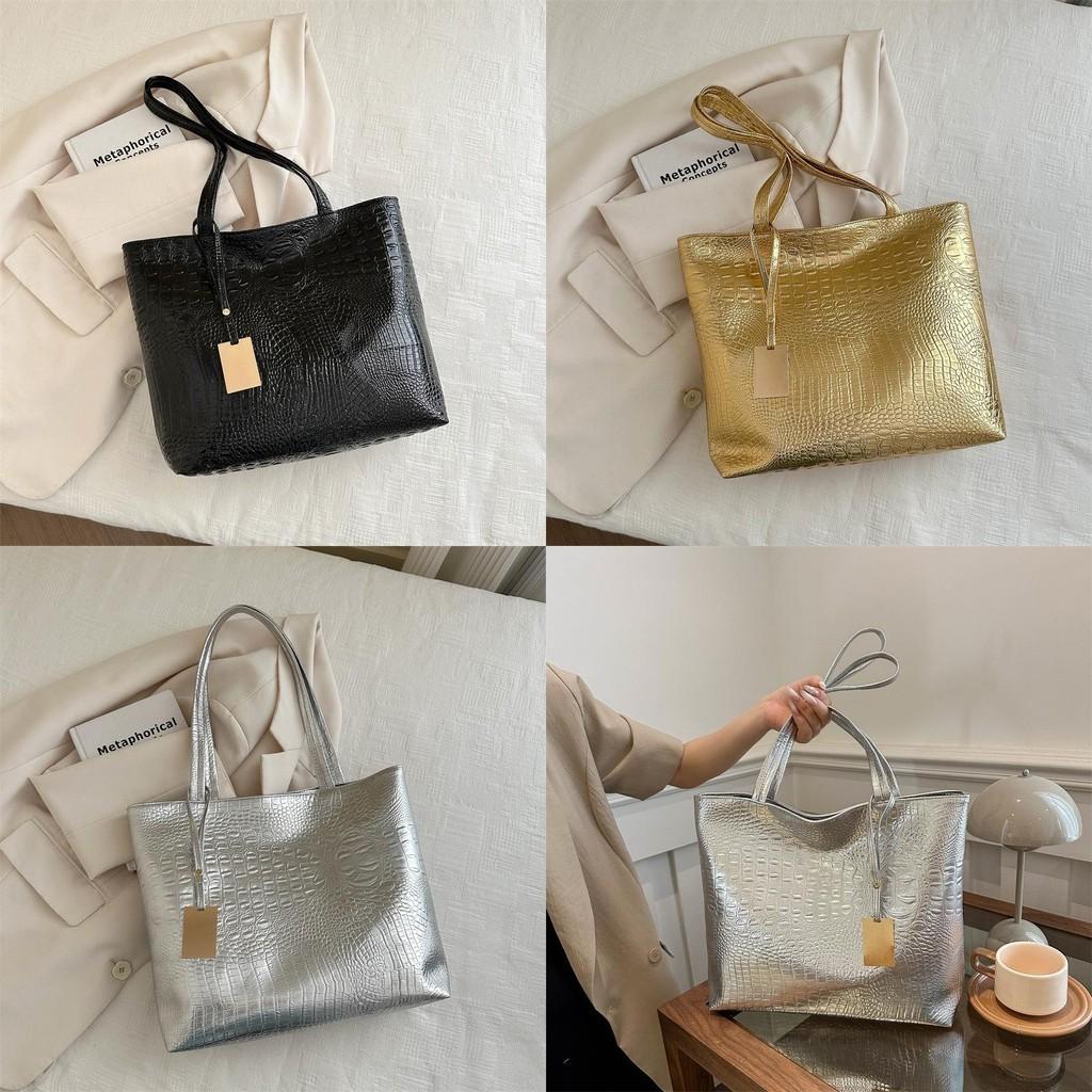 Stylish Large Capacity Solid Color Tote Bag Fashionable Korean Shoulder Bag For Women