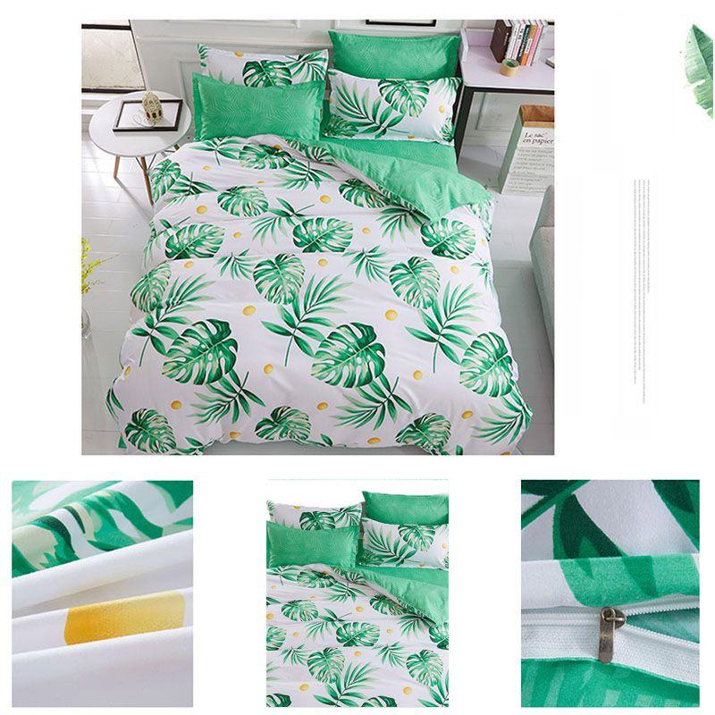 Ultra-soft Tropical Leaf Quilt Cover Doona Cover Duvet Cover Bedding Set Single Double King