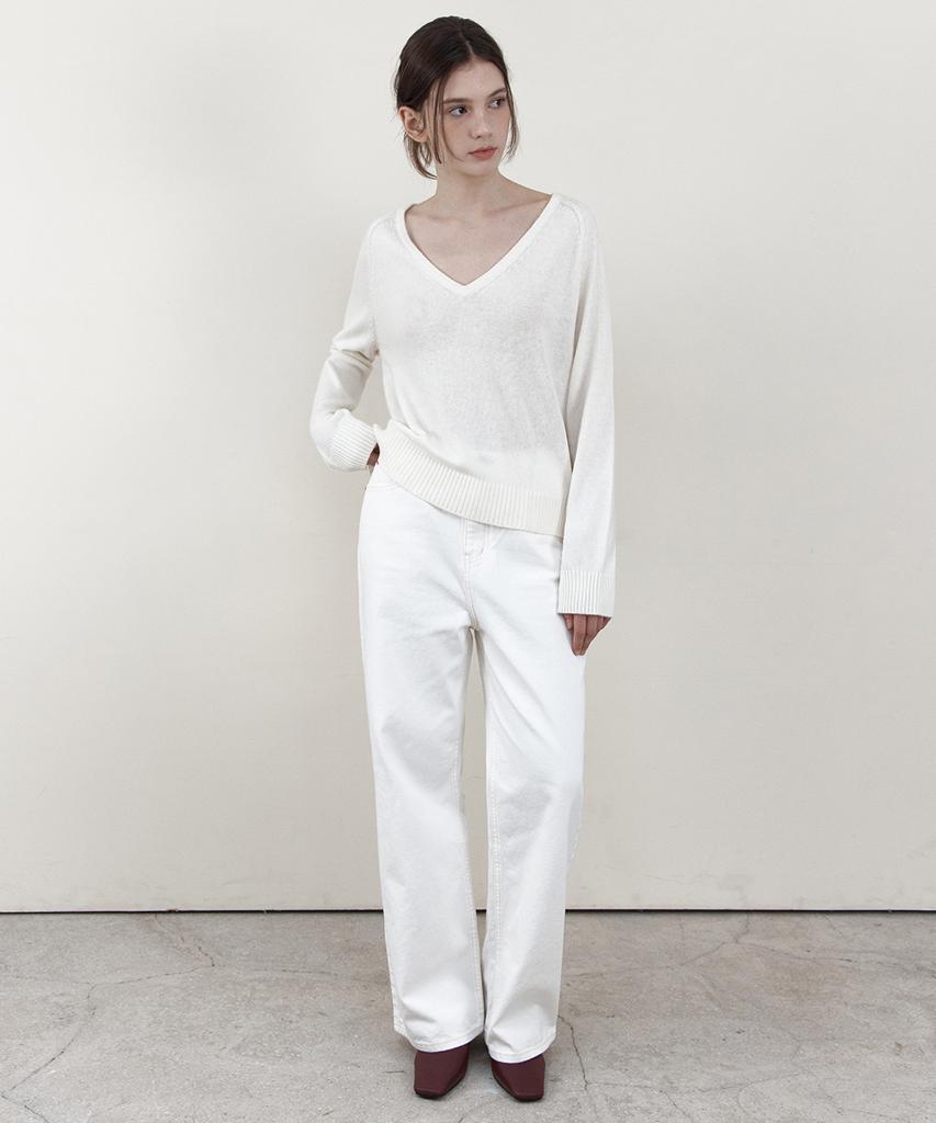 WEDNESDAYOASISFORWOMEN Nive Lambswool Deep V-Neck Knit_Ivory(Wcb6Kn75)