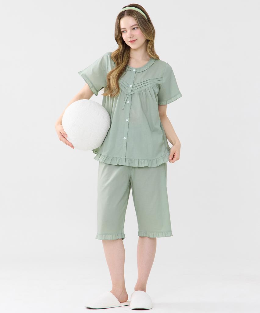 Meipeullawo Classic Mint Short Sleeve Pure Cotton Women'S Plus Size Pajama Set