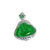 S925 Silver Pendant: Natural Jade Maitreya Buddha Necklace, Full Green Design.