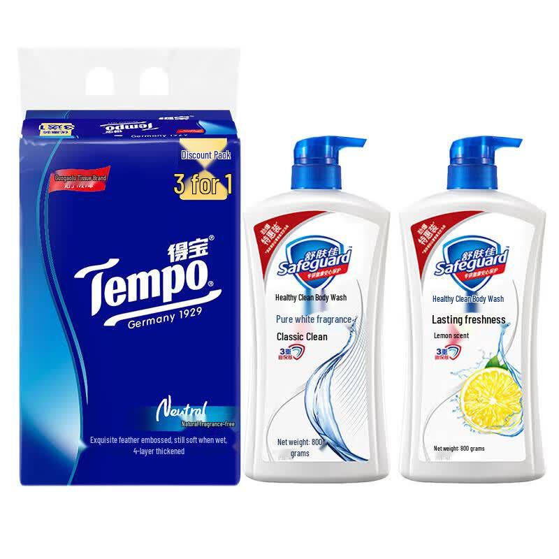Tempo Facial Tissues & Shower Gel Combo Pack