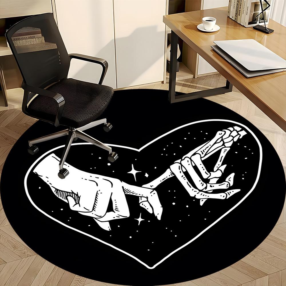 1pc Love Heart Office Round Area Rug, Indoor Mat Suitable ForOffice, Under Office Chairs Bedroom Living Room Home Decor, Room Deco q090
