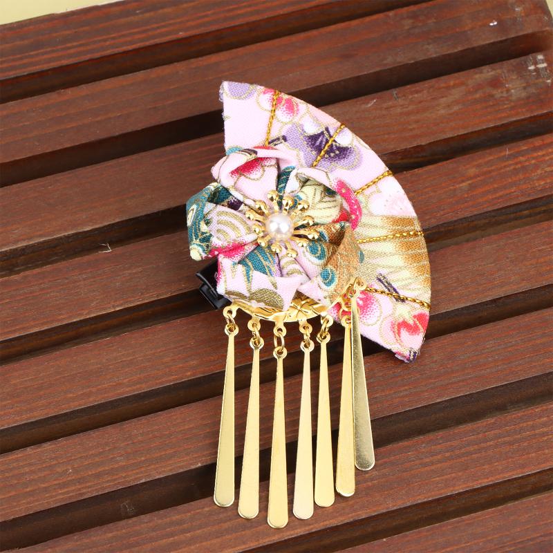

Women Hairpin Faux Pearl Flower Fan Hair Decor Japanese Traditional Dress Kimono Robe Hair Clip Kids Girls Hair Accessories 12
