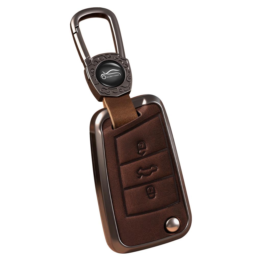 Car Zinc Alloy Flip Key Case Cover Holder For Volkswagen VW Golf 7 For Skoda A5 Fabia A7 Kodiaq Karoq Key Chain