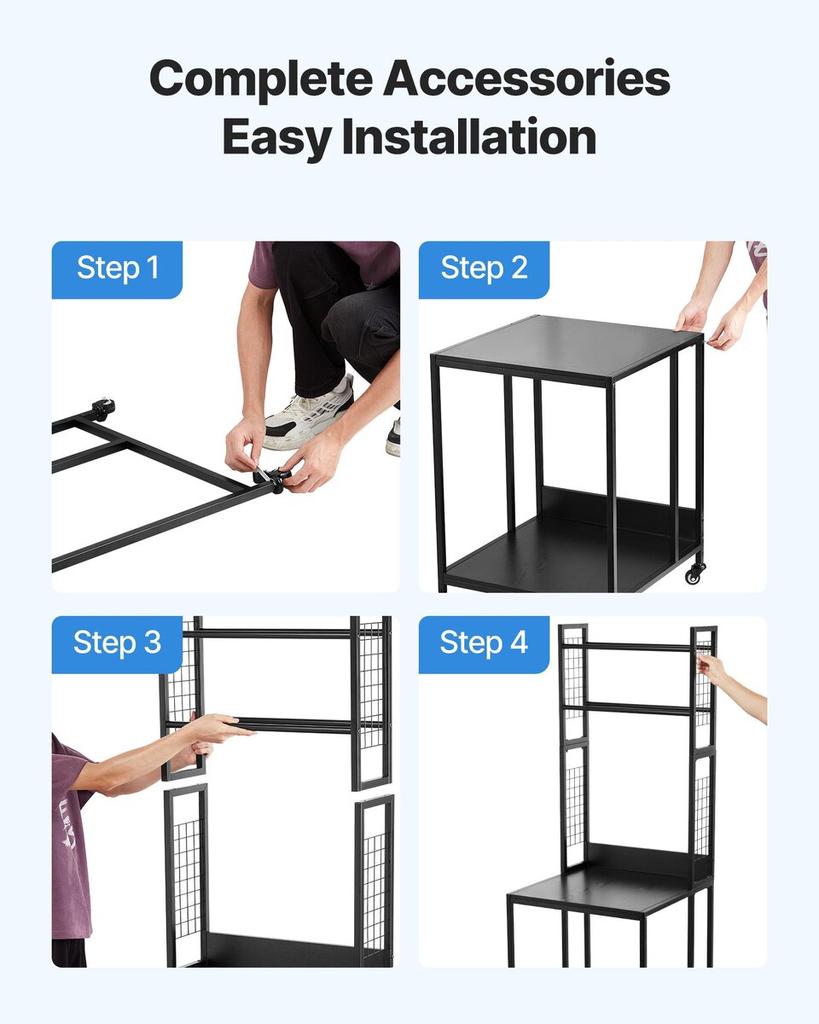 3D Printer Filament Storage Rack, 4-Tier 3D Printer Stand with Filament Storage, Spools Holder Racks Cart with Wheels, Filaments Organzied for 3D
