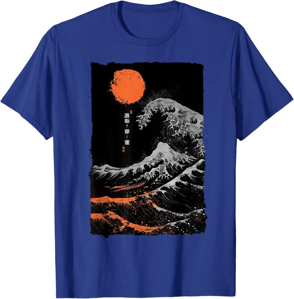 Graficzny T-shirt w Stylu Wielkiej Fali w Kanagawie Vintage Japoński Druk Artystyczny Casualowy T-shirt dla Mężczyzn