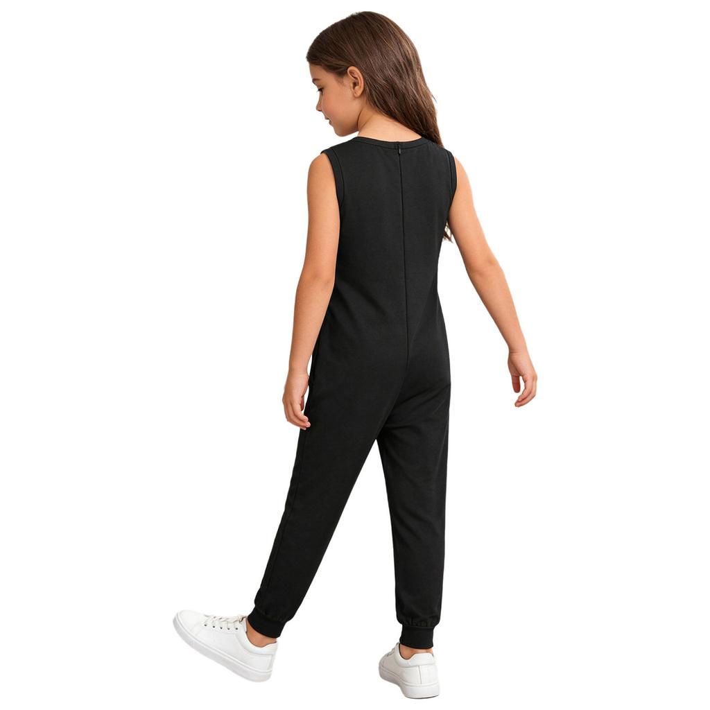 Unisex Kids Adaptive Full Body Jumpsuit Round Neck Sleeveless Solid Color Back Invisible Zipper for Special Needs Care
