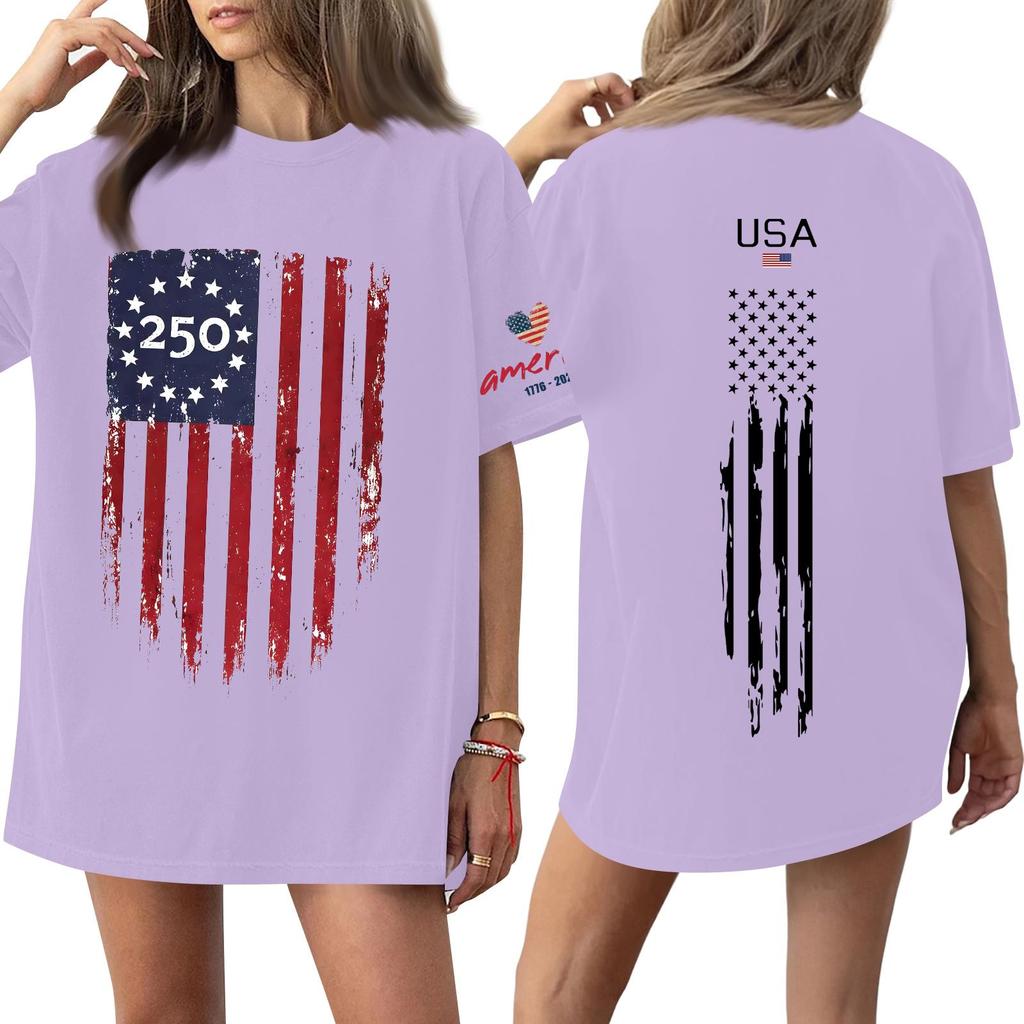 Damen Lässiges Mode Rundhals Lässiger Print Kurzarm T-Shirt Top