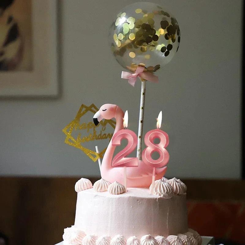 1pcs 0-9 Number Digital Candles Cake Decorations Romantic Blue Pink Candles Topper for Kids Happy Birthday Baby Shower Creative