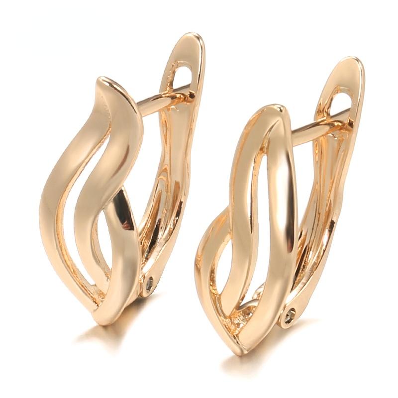 Glossy Dangle Earrings 585 Rose Gold Simple Square Earrings For Women High Quality Daily Fine Jewelry