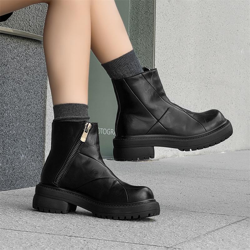 

Мужские модные челси в британском стиле с дизайном, увеличивающим рост, коротким голенищем и большой головкой, высокие повседневные мотоботы (Модель 66655-R) 40