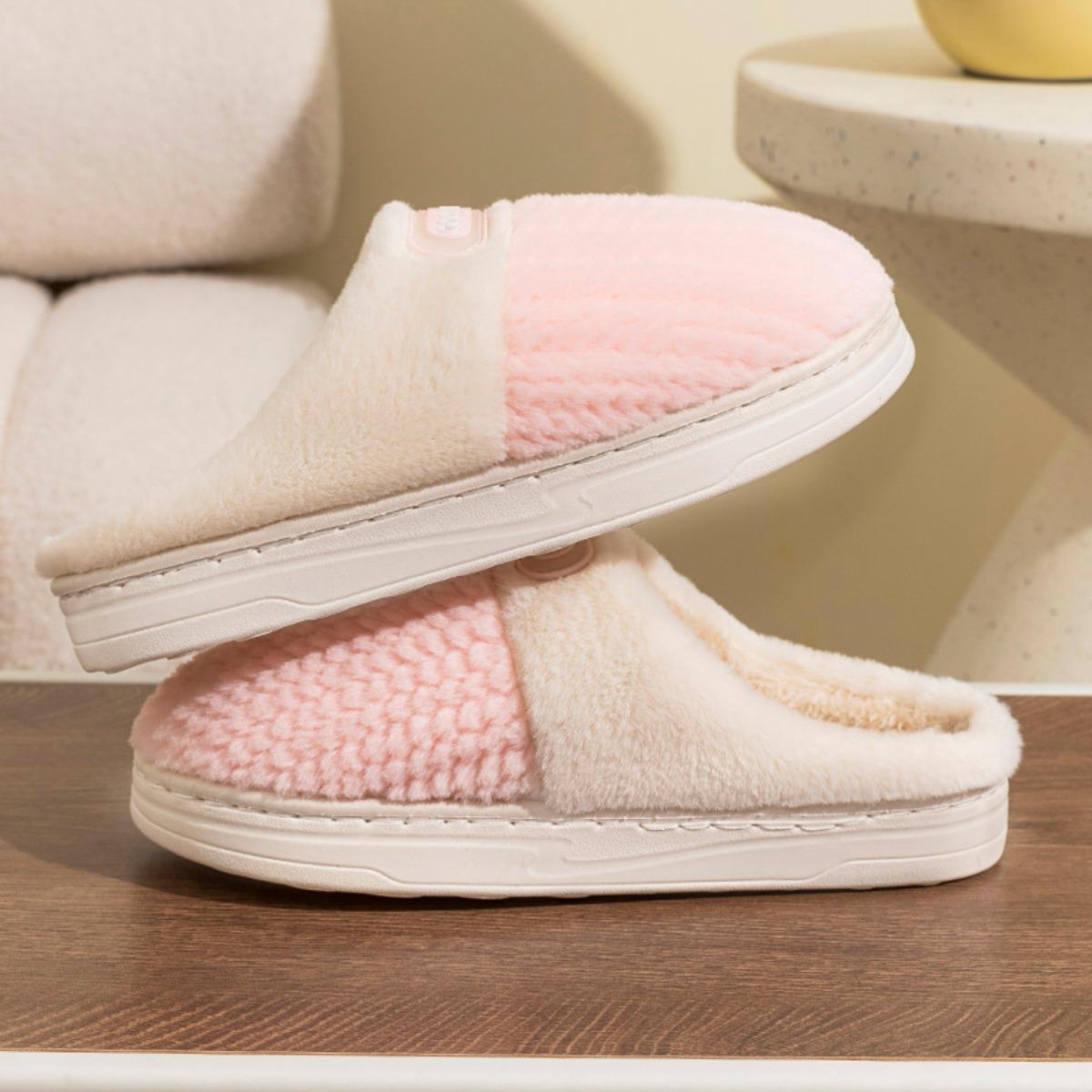 

Тапочки на толстой подошве, Плюшевые тапочки, Домашние тапочки, Хлопковые тапочки, Теплые тапочки, Нескользящая обувь 36-37 розовый