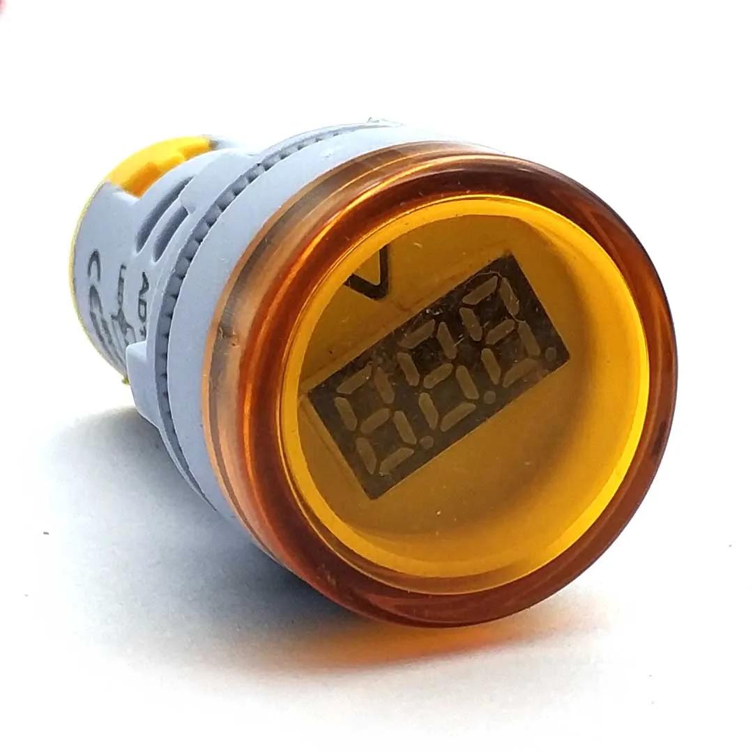 

22mm AD16-22DSV Round Digital Voltmeter AC 60-500V Mini Voltage Meter LED Digital Display Voltmeter Indicator Light Pilot Lamp жовтий