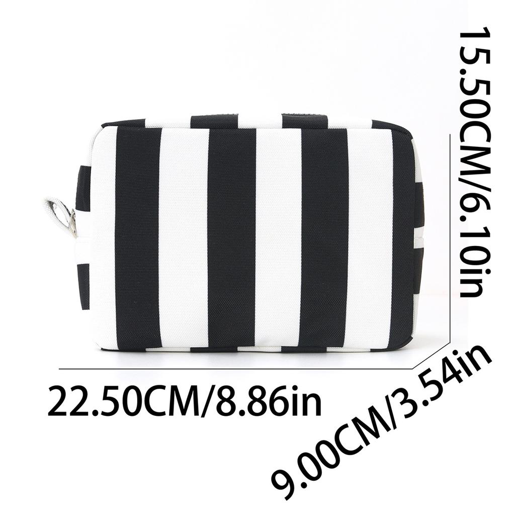 Striped Makeup Bag, Fashionable High-end Grooming Bag, Travel Large-capacity Portable Makeup Bag