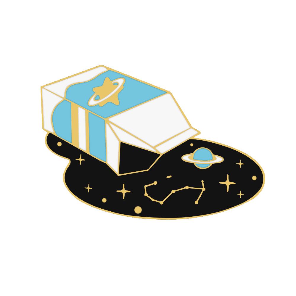Iridescent Starry Sky Enamel Brooch: Cartoon Lapel Pin in Test Tube, Wine Glass, and Milk Shapes for Men & Women