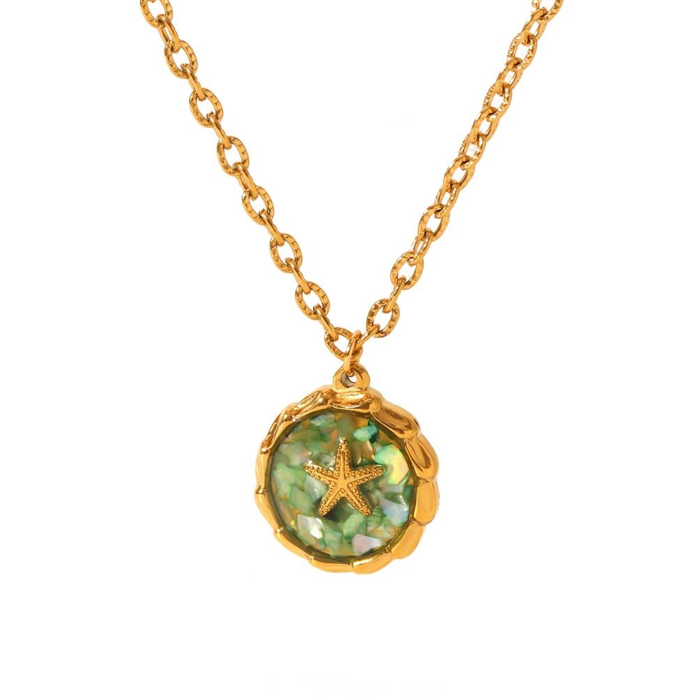 Sweet Charm Starfish Shell Pendant Open Rings O-Chain Necklace Crushed Shell Ring  Summer Beach