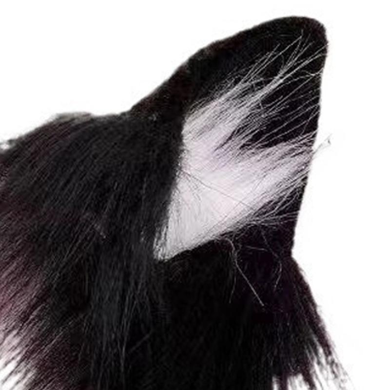 Adjustable Black Cats Ears Hairband Plush Cosplay Accessory Headdress Props For Anime Costume Party Daily Use