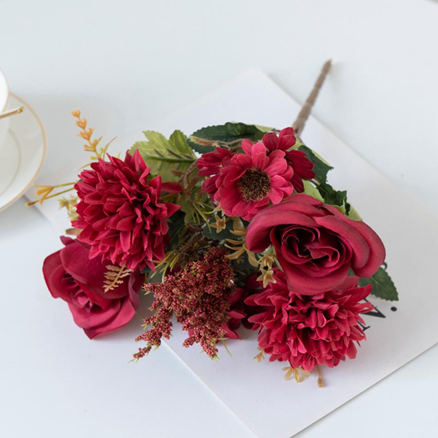 1/3pcs Artificial Flowers Silk Rose Bulbous Chrysanthemum Wedding Bridal Bouquet Christmas Home Festival Diy Gift Box Decoration