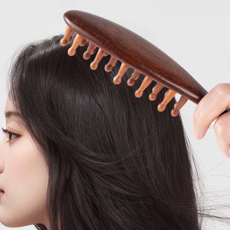 Multi-Functional Wood Therapy Massage Comb Scalp Head Massager Natural Sandalwood Circular Tooth Guasha Scraping Body Massager