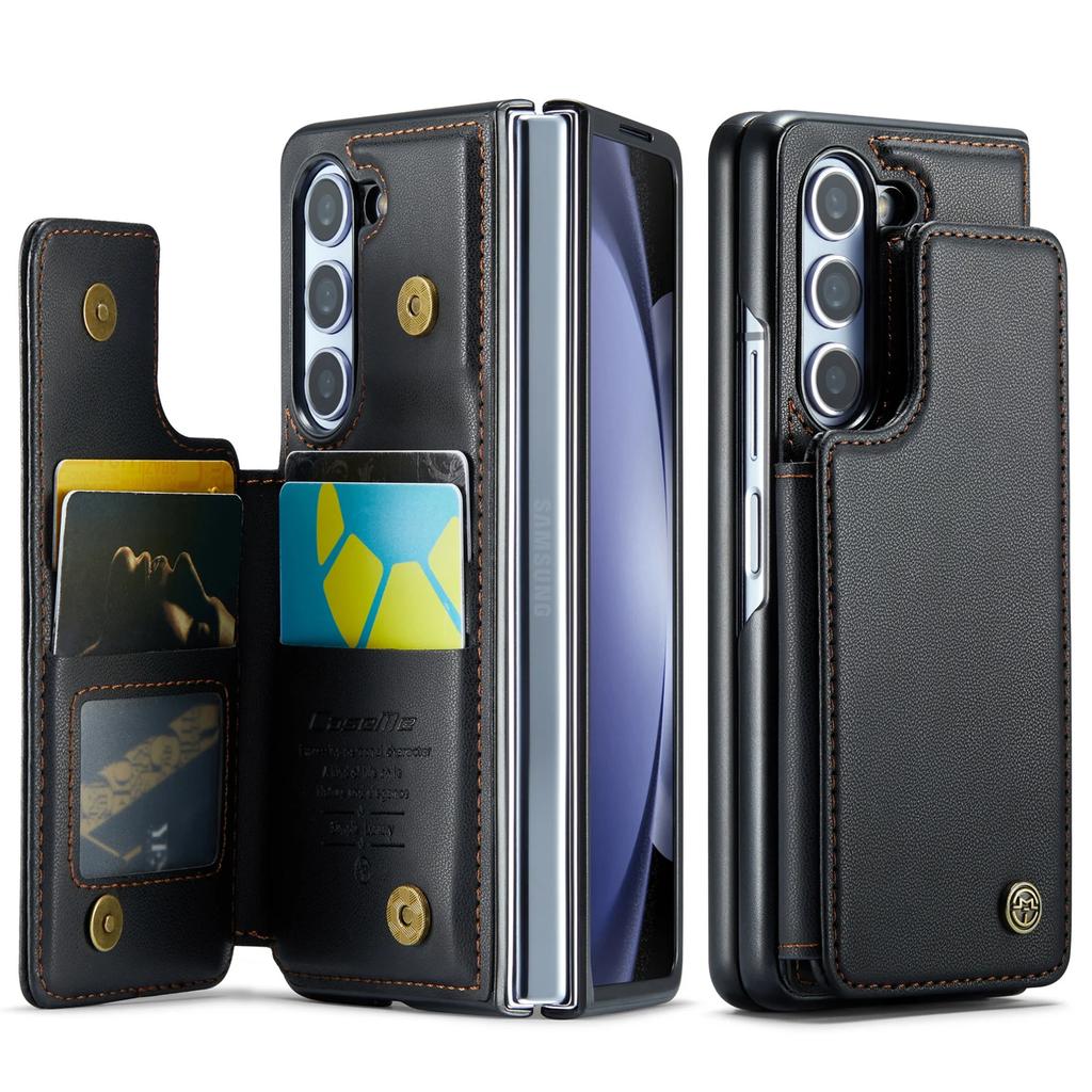 Luxusní kožené magnetické pouzdro se stojánkem pro Samsung Galaxy Z Fold 6 5 4 3 s držákem, kapsou na karty, nárazuvzdorným krytem s plnou ochranou