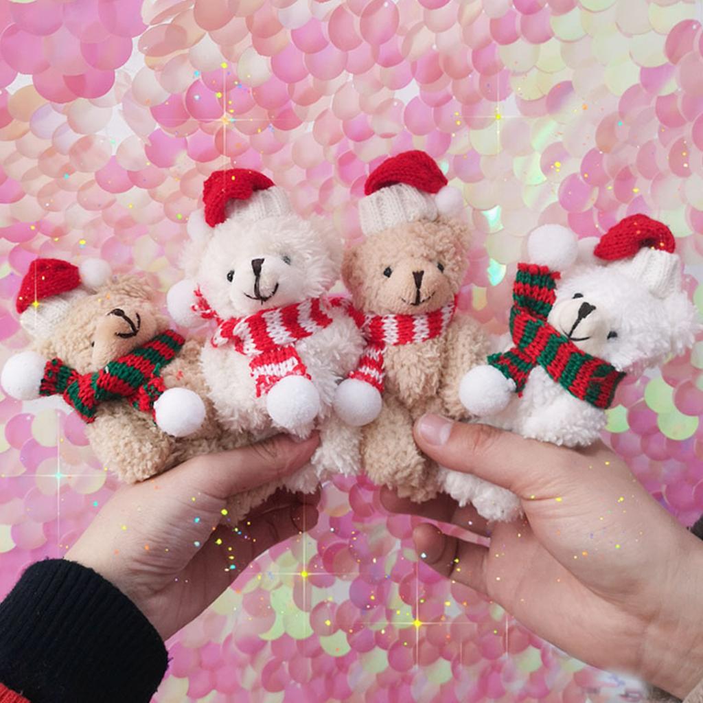 Joint Bear Cute Plush Bear Keychain Bag Ornament Women Handbag Decorations School Student Backpack Christmas Pendant