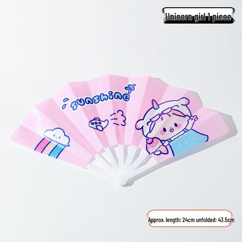 Portable Cartoon Folding Fan – Cute Mini Round Fan for Women and Kids