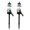 2 Pack Outdoor Solar Lighthouse Garden Lights with Resin Design for Pathways and Patio Areas Solar Powered and Weather Resistant
