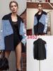 Korean Style Women's Denim Patchwork Cuffed Ripped Suit