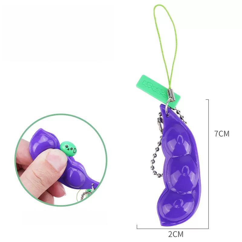 Fidgetleksaker Edamame Squishy Nyckelring Stresslindring Klämbönor Bönor Söt Vuxenleksak Avstressningspaket
