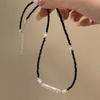 Irregular Faux Pearl Black Crystal Natural Stone Beaded Choker Necklace For Women Daily Wear Jewelry