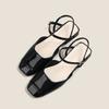 Fashion Square Toe Japanned Leather Mary Janes Shoes Woman Designer Slingback Summer Shoes Patchwork Leather Flats Women Work Shoes