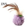 Safe Plush Toys for Adult Cats Furry Ball Cat Toy with Feather, Interactive Pom Balls, Feathers Soft Kitten Chasing Indoor Exercise Entertainment