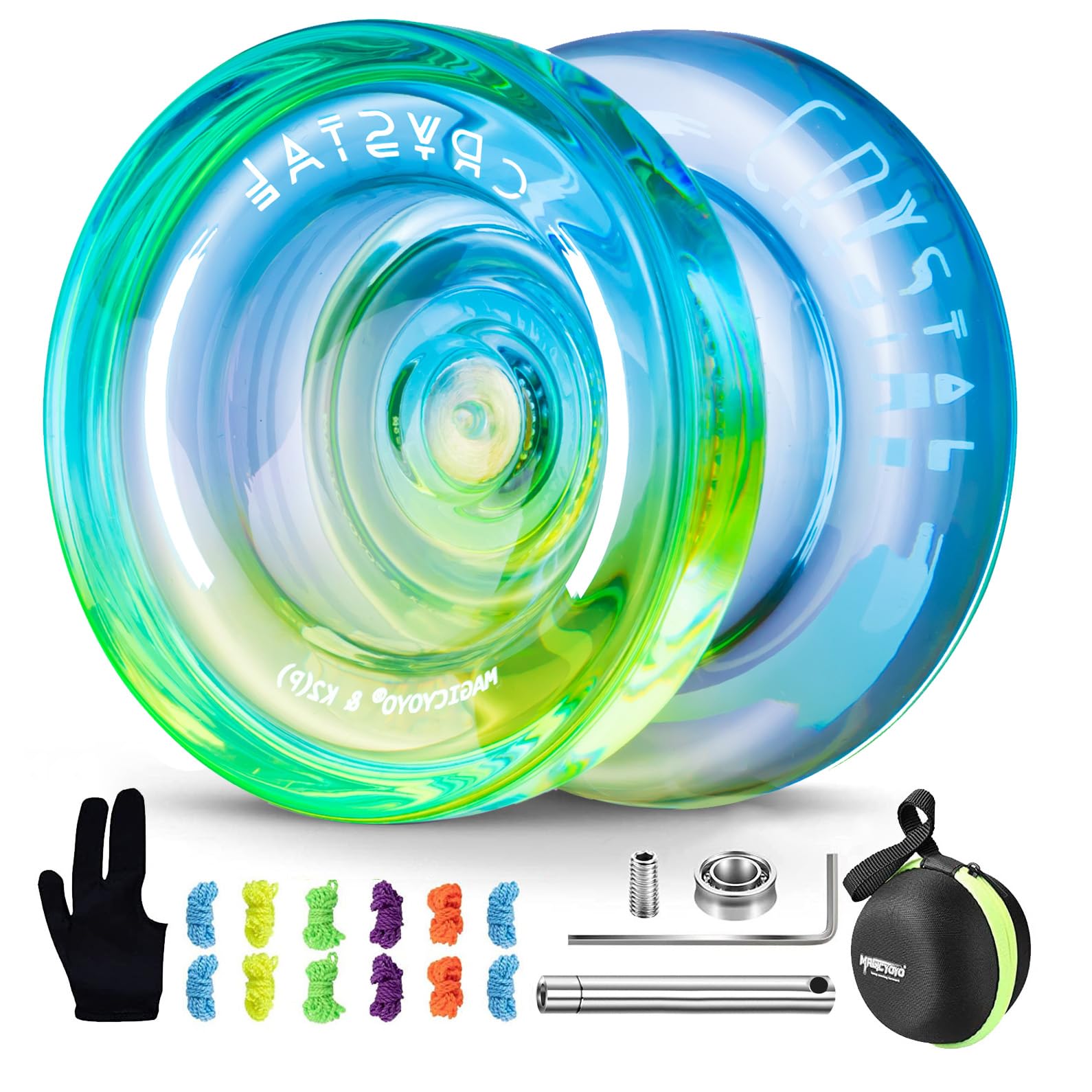 MAGICYOYO Responsive Yo-Yo for Kids, Beginners, Dual-Purpose Yo-Yo K2 (Non-Responsive Yo-Yo, Finger Spin Tricks, Intermediate Play) + 12 Yo-Yo Strings
