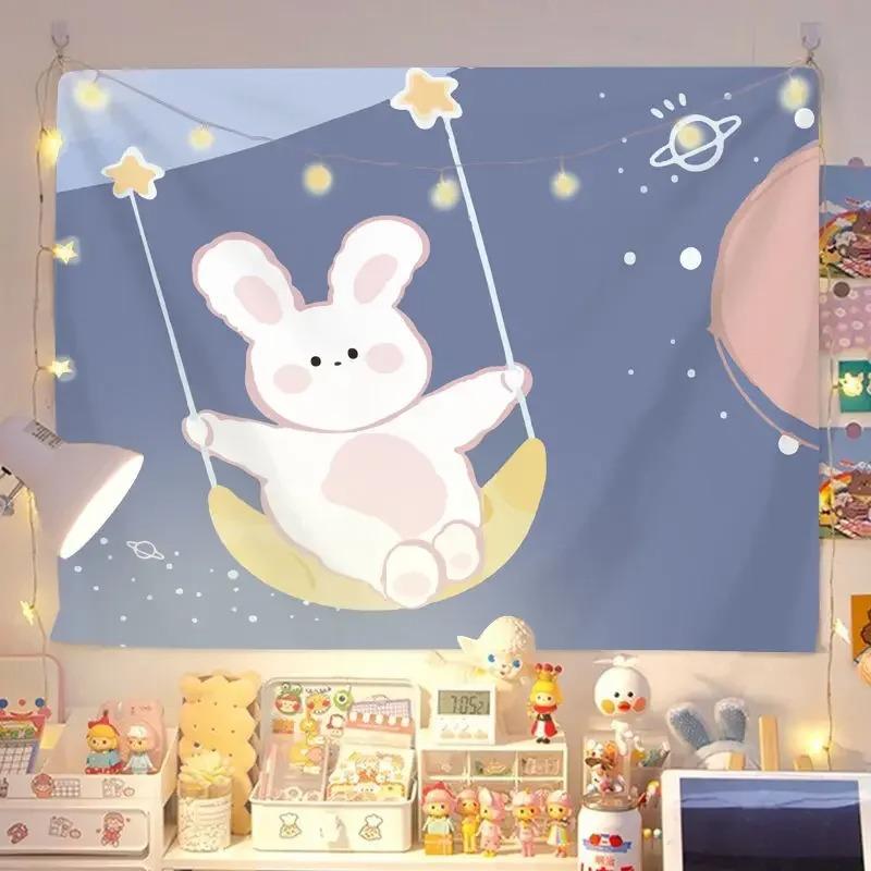 Moon Rabbit Cartoon Decorative Tapestry Home Wall Living Room Office Decorative Tapestry