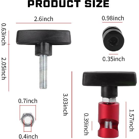 Pack-2 Car Hood Prop Rod Tool Struts Clamp, Vehicle Support Rod Retainer, Universal Snap-on Anti-Pinch Automotive Suppor Accessories (Red)