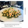 Luxury Round Table Flower Arrangement - Artificial Floral Centerpiece for Dining Tables with Electric Turntable