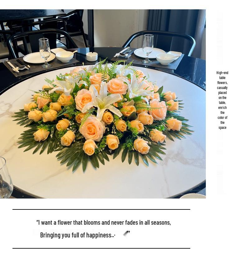 Luxury Round Table Flower Arrangement - Artificial Floral Centerpiece for Dining Tables with Electric Turntable